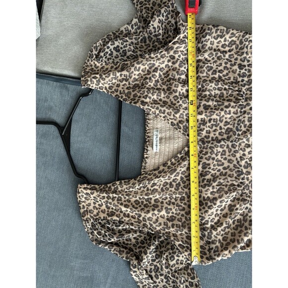 Abercrombie & Fitch Women's Large Leopard Print Babydoll Dress V Neck Mini - Picture 5 of 5